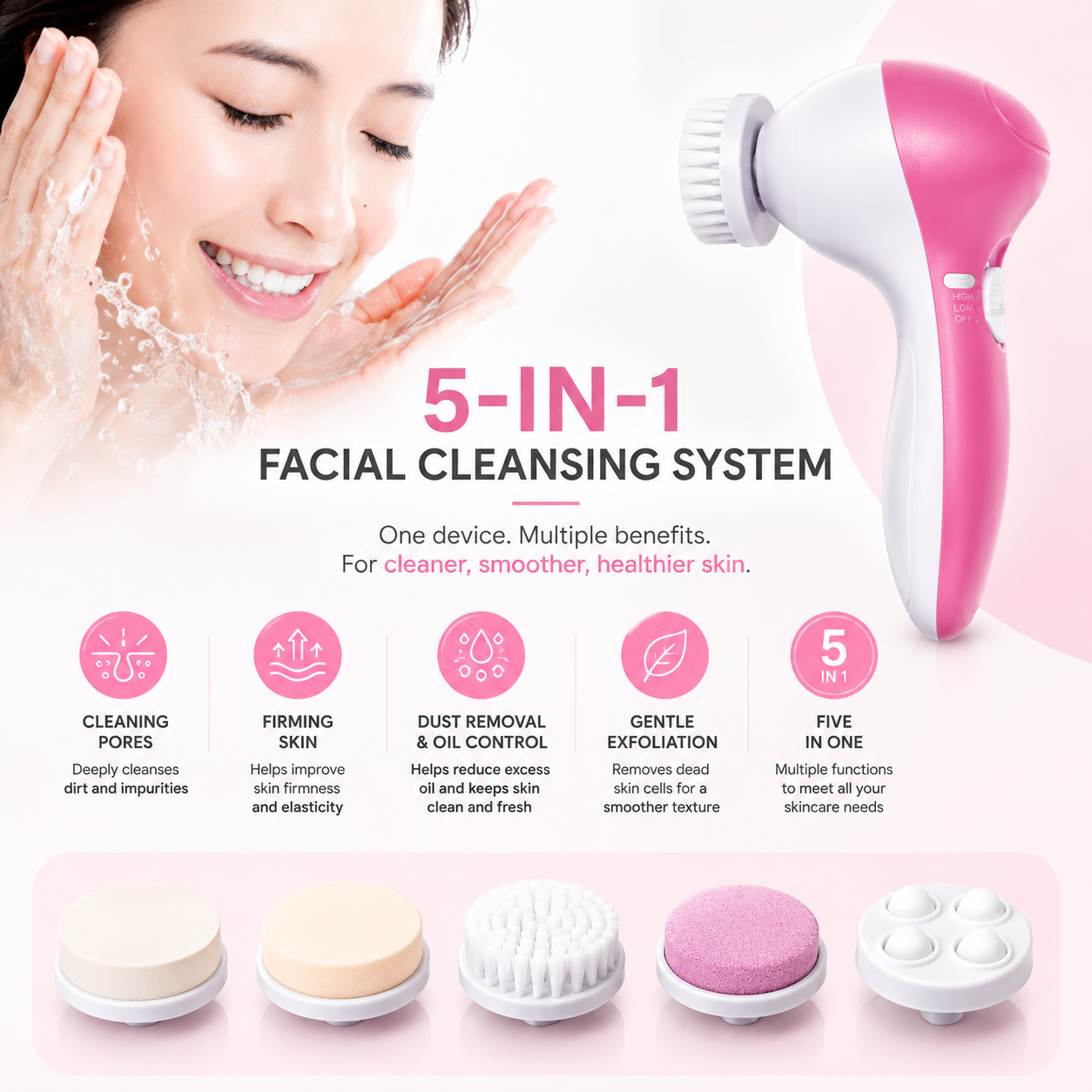 PureGlow™ 5-in-1 Facial Brush